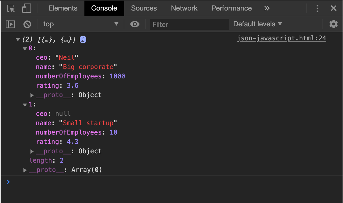 JSON javascript example